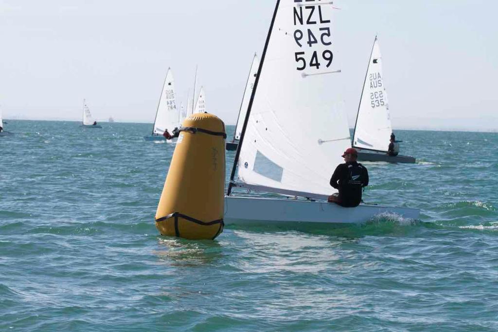 Matt Stechmann leads round the top mark - 2014 OK Dinghy World Championship at Black Rock YC in Melbourne. photo copyright okworlds2014 taken at  and featuring the  class