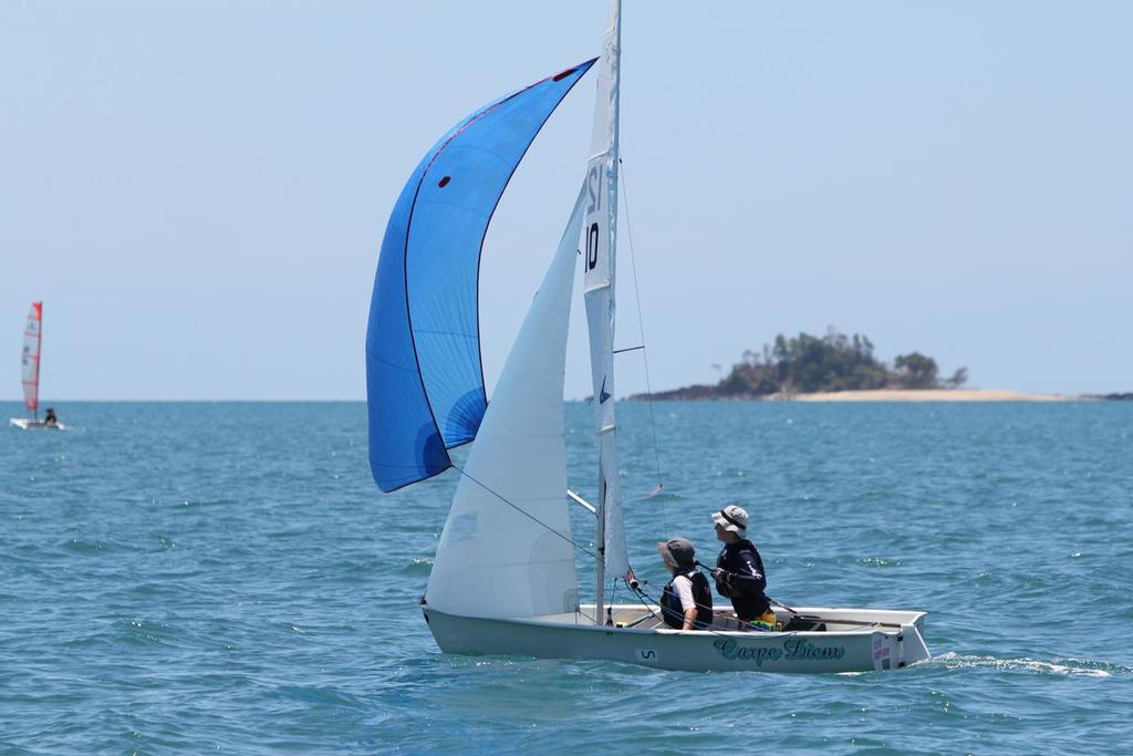 Day 1, Flying 11 ’Carpe Diem’ sailed by Chris Barsi and Corin Feist from Townsville Sailing Club, Purtoboi Island in the background. - The Zhik Mission Beach Regatta © Thomas Orr