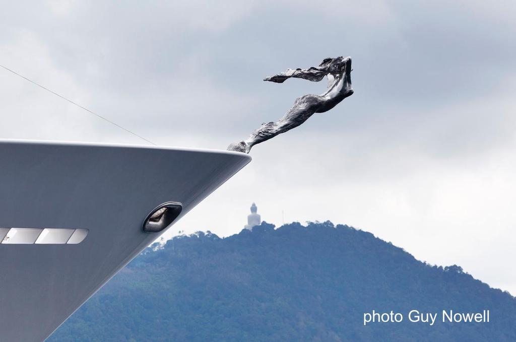 Titania salutes the Buddha. Asia Superyacht Rendezvous 2014 © Guy Nowell http://www.guynowell.com