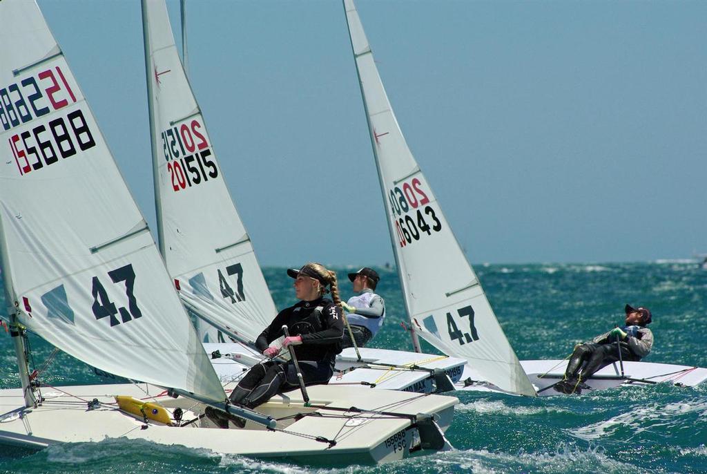4.7's Grace Hughes, Max Quan and Tyrone Gowans.  - 2015 Open Australian Laser Championships photo copyright  Perth Sailing Photography taken at  and featuring the  class
