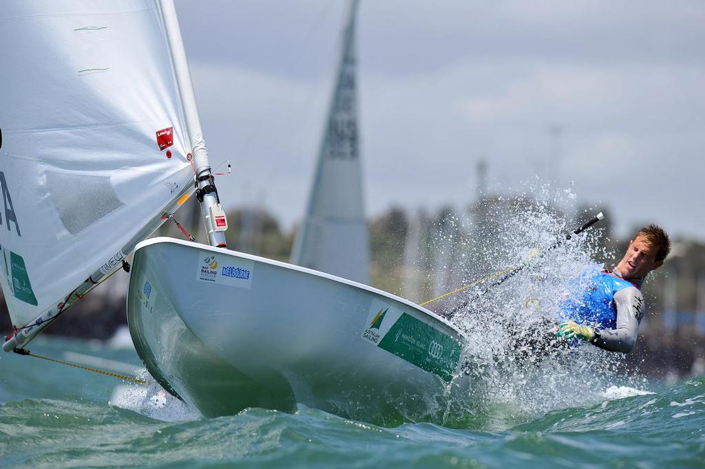 Matthew Wearn (AUS) Racing -Day 4 / Laser ISAF Sailing World Cup - Melbourne Sandringham Yacht Club<br />
 © Jeff Crow/ Sport the Library http://www.sportlibrary.com.au