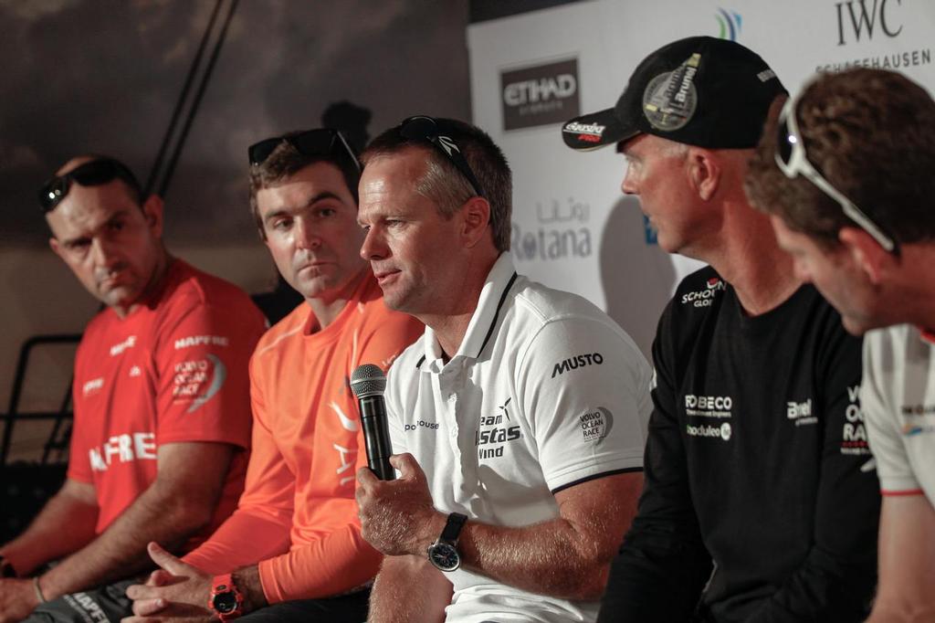 Skippers Press Conference in Abu Dhabi: Team Vestas Winds skipper Chris Nicholson, answering the journalists about his team situation and future. ©  Ainhoa Sanchez/Volvo Ocean Race