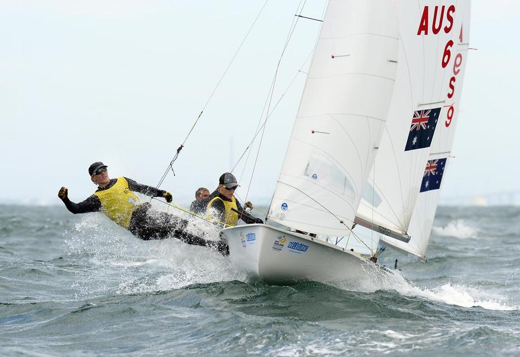 Brothers Alexander and Patrick Conway (AUS/ASS) took out the gold in the 470 Men  - ISAF Sailing World Cup Melbourne 2014. © Jeff Crow/ Sport the Library http://www.sportlibrary.com.au