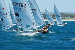 Luke Elliott leads the pack - 2015 Open Laser Nationals. photo copyright  Rick Steuart / Perth Sailing Photography http://perthsailingphotography.weebly.com/ taken at  and featuring the  class
