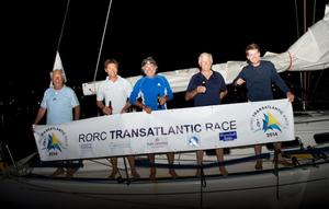 Frank Lang and crew of Optim'X, arrive in Grenada after completing the inaugural RORC Transatlantic Race 2014. photo copyright RORC/Arthur Daniel and Orlando K Romain taken at  and featuring the  class