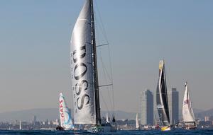 The Barcelona World Race 2014-2015. Pictures from the race start today - Hugo Boss IMOCA Open 60 skippered by Alex Thomson (GBR) with Co skipper Pepe Ribes (ESP). photo copyright Lloyd Images taken at  and featuring the  class