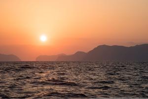 Sunset shot from leg three, day three - Beautiful Sunset shot taken from onboard Dongfeng during leg 3 of the Volvo Ocean Race from Abu Dhabi to Sanya. photo copyright  Sam Greenfield / Volvo Ocean Race taken at  and featuring the  class
