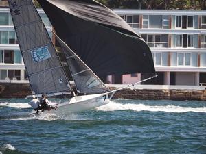 Bigfoot Custom Trapeze Harnesses gets up and romping - 55th 12 Foot Skiff Interdominion Championship 2015. photo copyright Grant Casey taken at  and featuring the  class