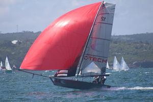 Little Bus coming to finish  - 55th 12 Foot Skiff Interdominion Championship 2015. photo copyright Vita Williams taken at  and featuring the  class