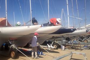 Dragon crews prepare their boats at Brighton photo copyright David Staley / RBYC taken at  and featuring the  class