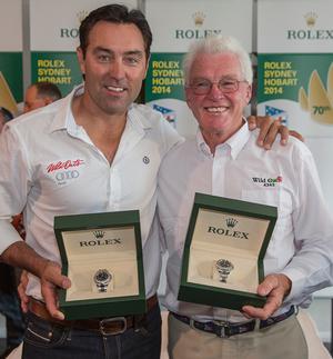 Mark Richards (left) and Roger Hickman (right) with their Rolex Timepiece. photo copyright  Rolex/Daniel Forster http://www.regattanews.com taken at  and featuring the  class