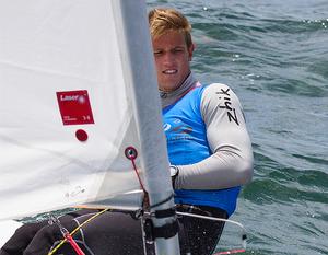 Matt Wearn and his beloved Laser. - 2014 ISAF Sailing World Cup, Melbourne photo copyright  John Curnow taken at  and featuring the  class