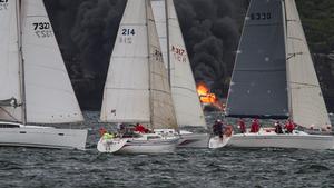 Boat fire Sydney harbour November 19, 2014 photo copyright Beth Morley - Sport Sailing Photography http://www.sportsailingphotography.com taken at  and featuring the  class