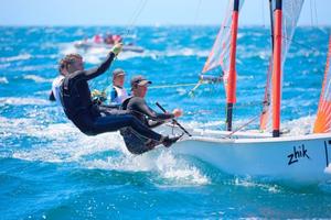 Kyle O’Connell and Tom Siganto, sailing at the Zhik Australian 29er Championships. photo copyright Bronwen Hemmings taken at  and featuring the  class