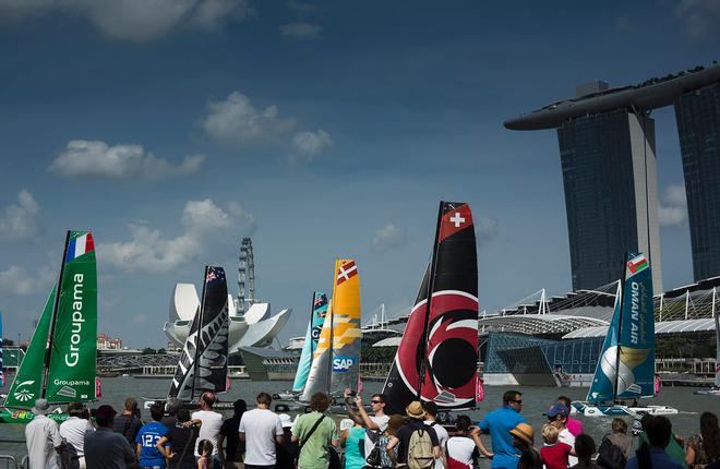 The Extreme Sailing Series 2014. Act 1. Singapore. Day 3 of racing.  © Lloyd Images