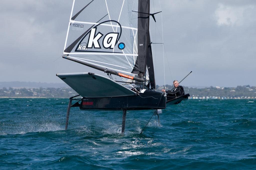 Rob Gough and Amac in close quarters - 2014 KA Sail Victorian Moth State Championships photo copyright Cherrie Owen-Smith taken at  and featuring the  class