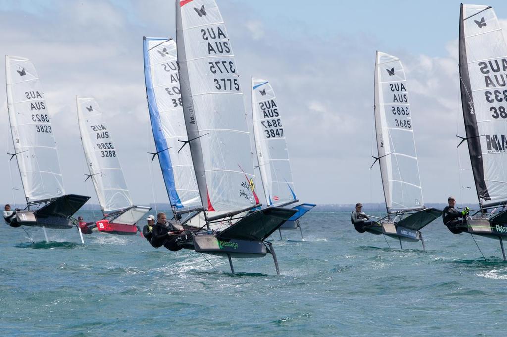 The start of race 6 of the 2014 KA Sail Victorian Moth State Championships © Cherrie Owen-Smith