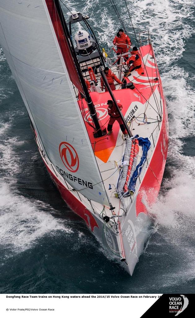 Dongfeng Race Team trains on Hong Kong waters ahead the 2014-15 Volvo Ocean Race on Feb 16 ©  Victor Fraile / illume visuals http://www.illumevisuals.com/