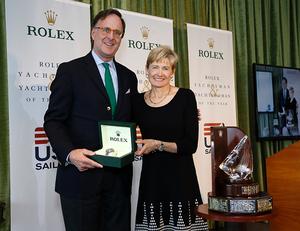 From left, Peter Nicholson, Rolex Watch U.S.A’s Senior Advisor, Communications, and Rolex Yachtswoman of the Year Jody Starck (Photo Credit Rolex/Tom O'Neal) - US Sailing’s Rolex Yachtsman and Yachtswoman of the Year Awards Ceremony photo copyright  Rolex/Tom O'Neal taken at  and featuring the  class