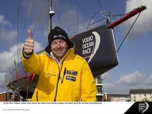 26, Feb 2014. England, Hythe, Green Marine. Abu Dhabi Ocean Racing’s Skipper Ian Walker gives the new boat a big thumbs up  - Volvo Ocean Race 2014-15 photo copyright Ian Roman http://www.ianroman.com taken at  and featuring the  class