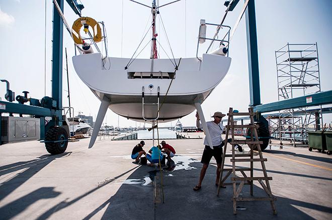 Academy Squad Sailors prepare the two Jeanneau SF3200’s for the Hainan Regatta - Volvo Ocean Race  © Dongfeng Race Team