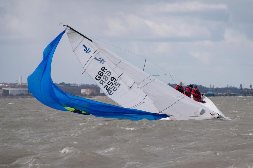 Broaching conditions for the J/70 Joyride - Brooks Macdonald Warsash Spring Series 2014 photo copyright Iain Mcluckie taken at  and featuring the  class