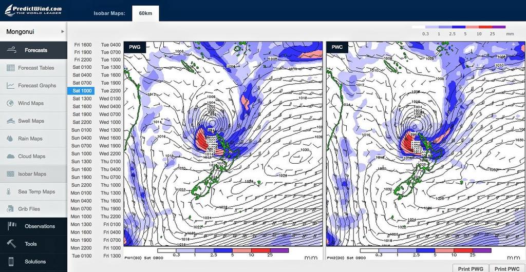 Isobars Saturday 1000hrs  - PredictWind March 14-15, 2014 - Cyclone Lusi, 1000hrs - 150314 photo copyright PredictWind http://www.predictwind.com taken at  and featuring the  class