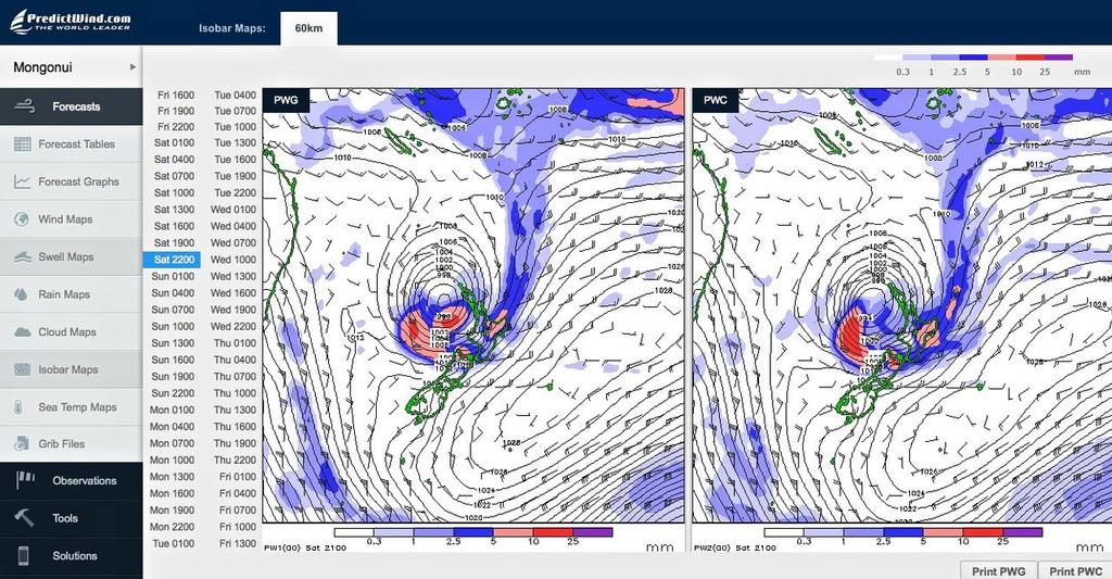 Isobars - Saturday 2200hrs - PredictWind March 14-15, 2014 - Cyclone Lusi, 2200hrs - 150314 photo copyright PredictWind http://www.predictwind.com taken at  and featuring the  class