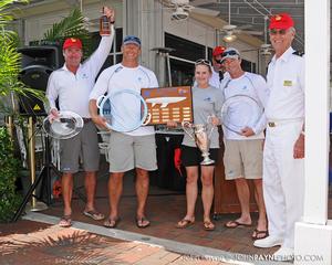 Team Lifted accepting the trophy from CRYC Commodore Larry Reeder - 2014 Etchells Nationals photo copyright John Payne taken at  and featuring the  class