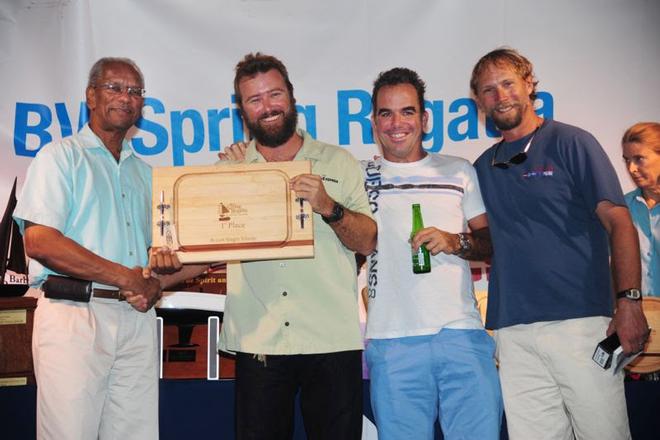 Colin Rathbun and crew on Tortola Express (IC 24) presented Best BVI Boat award by British Virgin Islands Premier Dr. the Honourable D. Orlando Smith - BVI Spring Regatta and Sailing Festival 2014 © Todd VanSickle / BVI Spring Regatta http://www.bvispringregatta.org