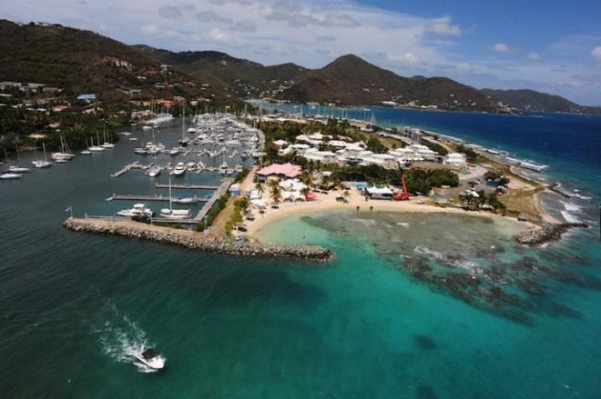 The boats are all out racing but Todd vanSickle manages to swing by Nanny Cay in the helicopter to capture this great aerial view of the Race Village and whole Nanny Cay site - BVI Spring Regatta and Sailing Festival 2014 © Todd VanSickle / BVI Spring Regatta http://www.bvispringregatta.org