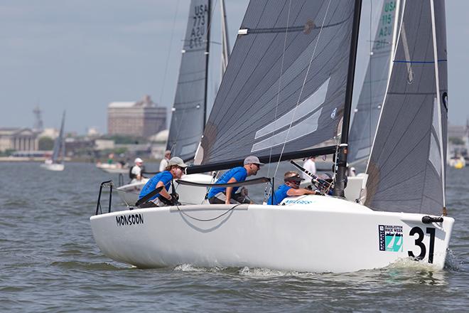 Multiple Melges 24 Corinthian World Champ and longtime sportboat racer Bruce Bruiser Ayres and crew kept their cool in the hot sun to take the Melges 24 class win as well as the overall title for Charleston’s top one-design performance of the week - the Charleston Race Week Perpetual Trophy.   © Meredith Block/ Charleston Race Week http://www.charlestonraceweek.com/