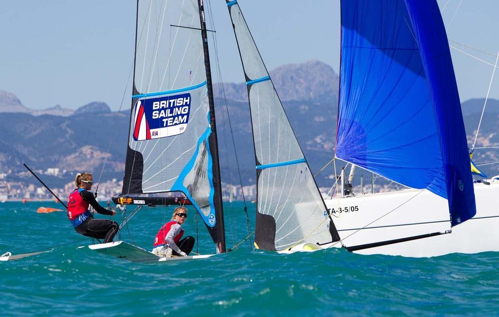 2014 ISAF Sailing World Cup Mallorca - Charlotte Dobson & Sophie Ainsworth in 49er FX © Ocean Images