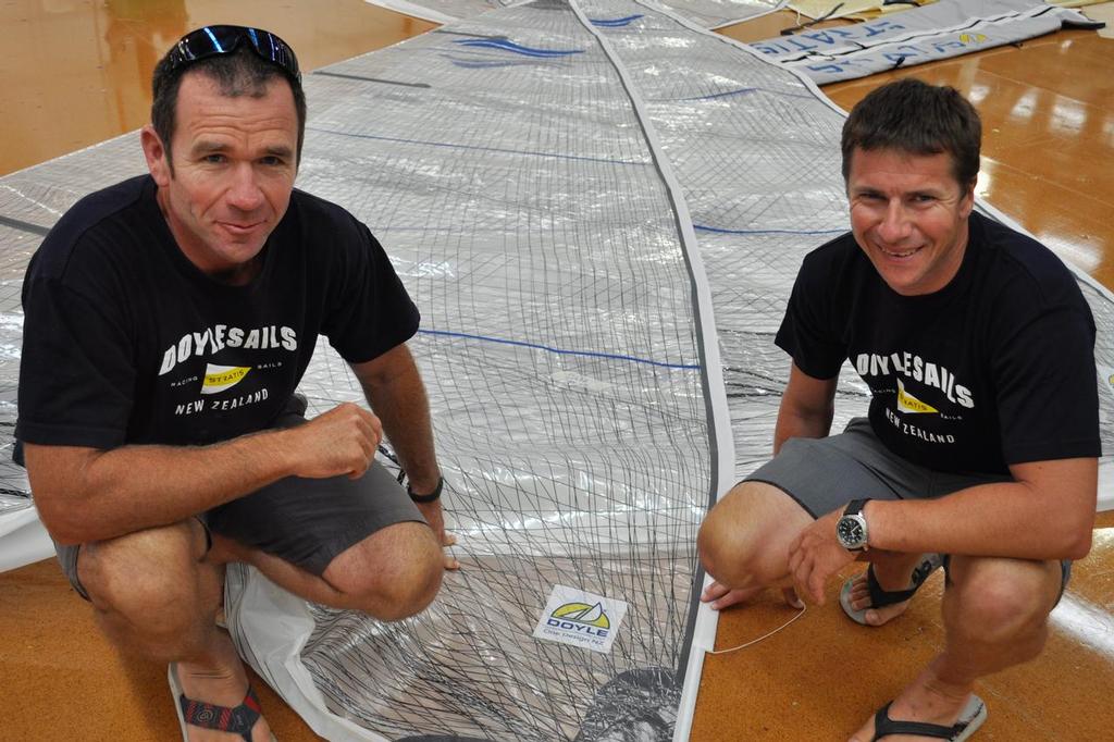 Mike Sanderson and Andrew Brown, new One Design Manager, at the Doyle Sails loft in Auckland, NZ photo copyright Doyle Sails NZ taken at  and featuring the  class