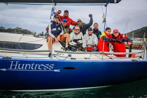 Huntress winning crew - Sail Port Stephens 2014 photo copyright Craig Greenhill/Saltwater taken at  and featuring the  class