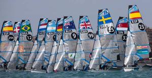 2014 ISAF Sailing World Cup Mallorca, day 5 - 49erFX fleet photo copyright Ocean Images taken at  and featuring the  class