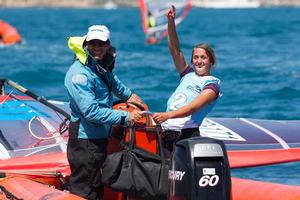 2014 ISAF Sailing World Cup Mallorca - Lilian de GEUS wins silver in women's RS:X photo copyright Ocean Images taken at  and featuring the  class