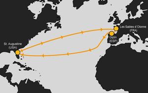 Fipofix&rsquo;s route across the Atlantic - the winds dictate that it will be shorter on the return journey photo copyright  SW taken at  and featuring the  class