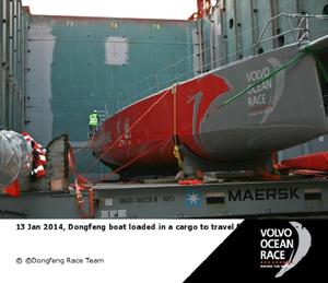 12 Jan 2014, Dongfeng boat loaded in Cargo to travel - Volvo Ocean Race 2014-15 photo copyright Dongfeng Race Team taken at  and featuring the  class