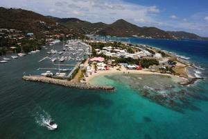 The boats are all out racing but Todd vanSickle manages to swing by Nanny Cay in the helicopter to capture this great aerial view of the Race Village and whole Nanny Cay site  - BVI Spring Regatta and Sailing Festival 2014 photo copyright Todd VanSickle / BVI Spring Regatta http://www.bvispringregatta.org taken at  and featuring the  class
