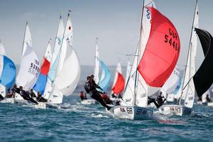 420 fleet on day one of the RYA Youth National Championships 2014 photo copyright  Paul Wyeth / RYA http://www.rya.org.uk taken at  and featuring the  class