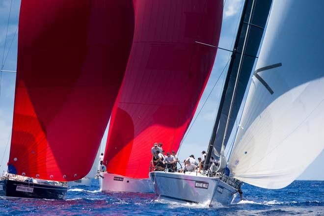 Caol Ila R leads the fleet downwind on Day 1 at Les Voiles de St. Barth © Christophe Jouany / Les Voiles de St. Barth http://www.lesvoilesdesaintbarth.com/