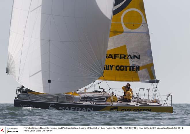 French skippers Gwenole Gahinet and Paul Meilhat onboard their Figaro Safran-Guy Cotten ©  Jean Marie Liot / DPPI