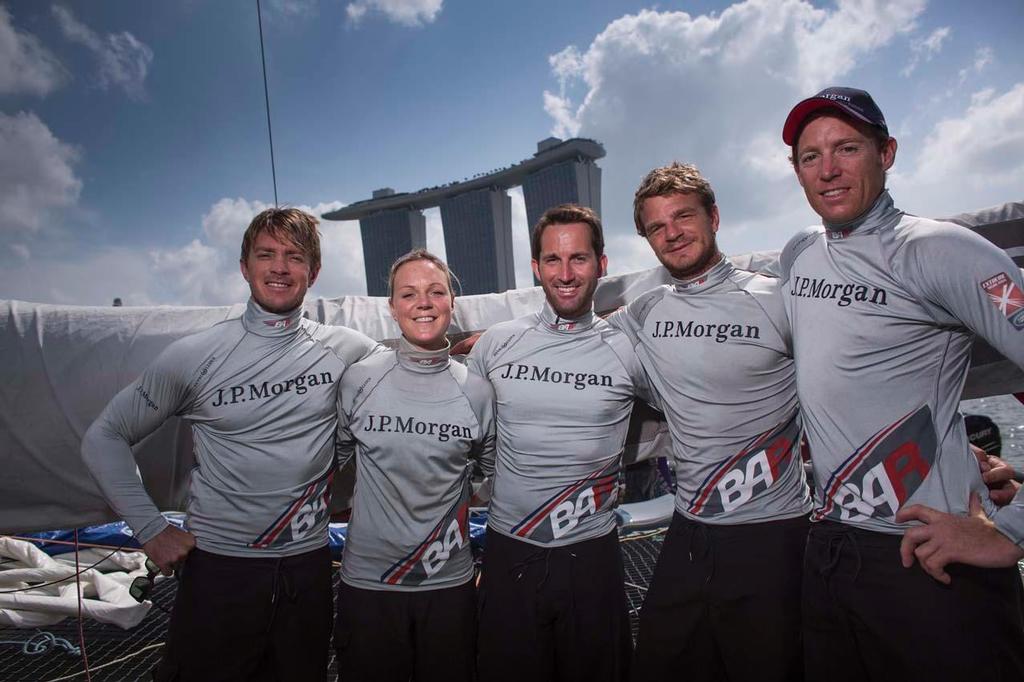 J.P. Morgan BAR’s Pippa Wilson, Ben Ainslie and Paul Goodison will return to Fushan Bay, the home of the 2008 Olympic sailing regatta, where they won gold in respective classes. © Lloyd Images