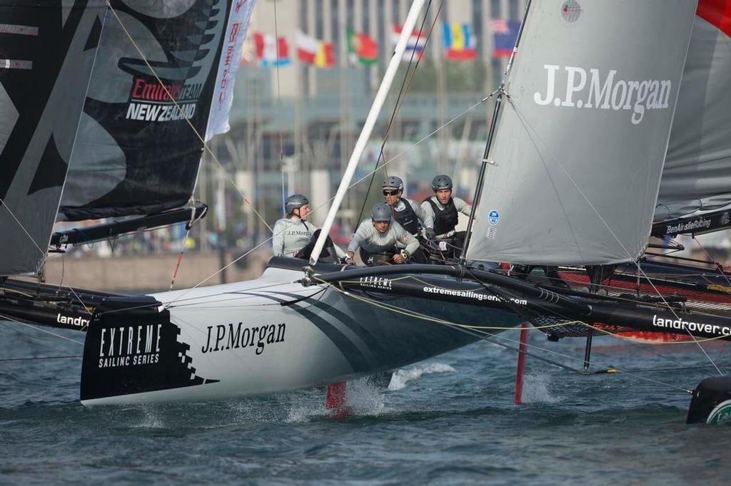 The Land Rover Extreme Sailing Series 2014. JP Morgan - BAR. Skippered by Ben Ainslie (GBR) with Tactician Nick Hutton (GBR), Mainsail Trimmer Paul Goodison (GBR), Headsail Trimmer Pippa Wilson (GBR) and Bowman Matt Cornwell (GBR)<br />
 © Lloyd Images/Extreme Sailing Series