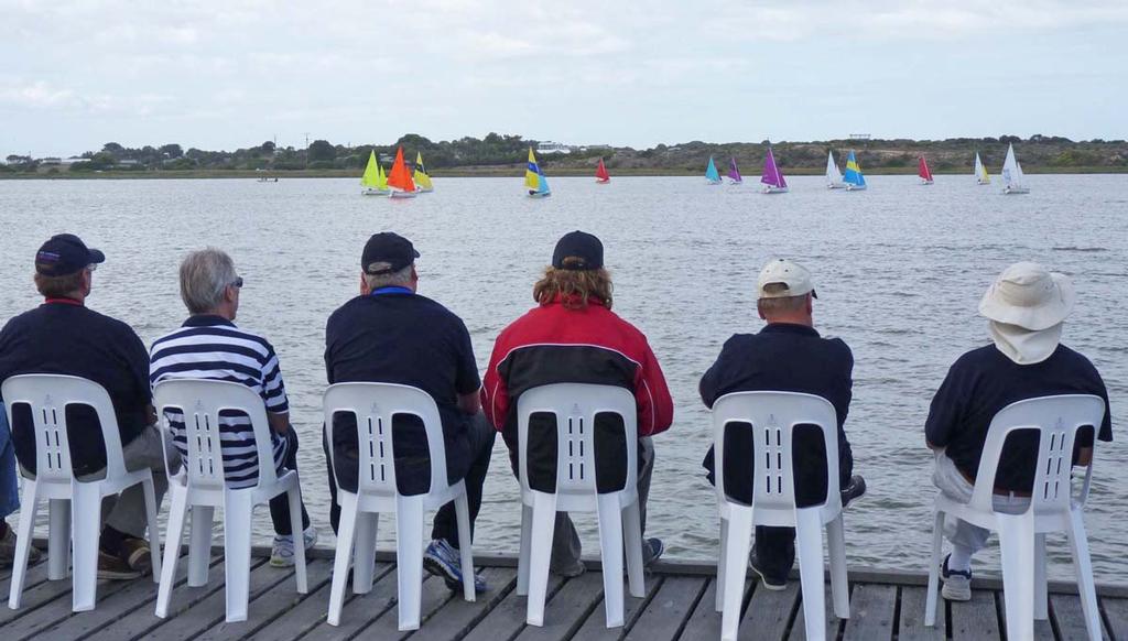 Spectators line the docks at the Hansa Australian Nationals at Goolwa - Australian Hansa Class Championships 2014 © Australian Hansa Class Association