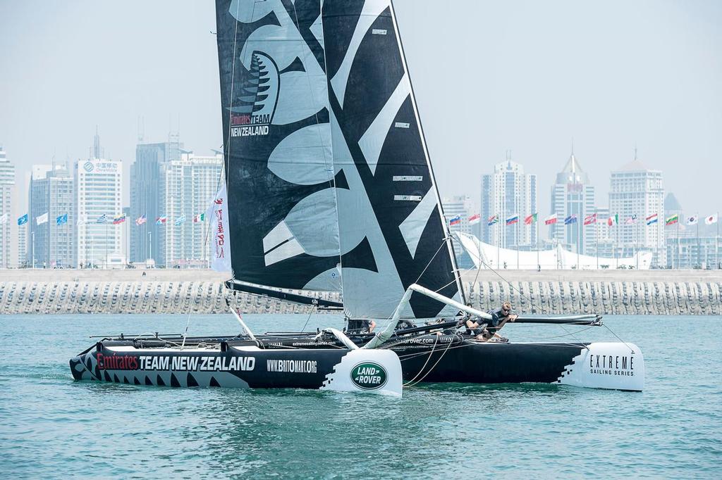 Emirates Team New Zealand. Practice day of the Land Rover Extreme Saling Series regatta in Qingdao China. 30/4/2014 photo copyright Chris Cameron/ETNZ http://www.chriscameron.co.nz taken at  and featuring the  class