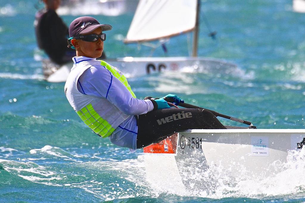 Scott McKenzie - Day 5, 2014 Toyota Optimist Championships, Manly SC photo copyright Richard Gladwell www.photosport.co.nz taken at  and featuring the  class