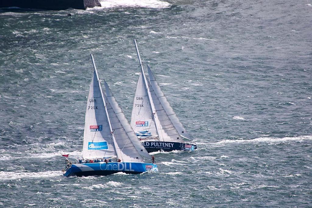 OneDLL and Old Pulteney during the start of race 11 from San Francisco in the 2013-14 Clipper Round the World Yacht Race. photo copyright Chuck Lantz http://www.ChuckLantz.com taken at  and featuring the  class