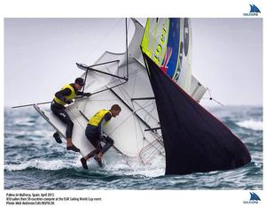 No injuries were sustained in this pitch pole in Palma - ironically Pete & Blair still won this race - Palma and Hyeres World cups photo copyright Mick Anderson SAILINGPIX.DK taken at  and featuring the  class